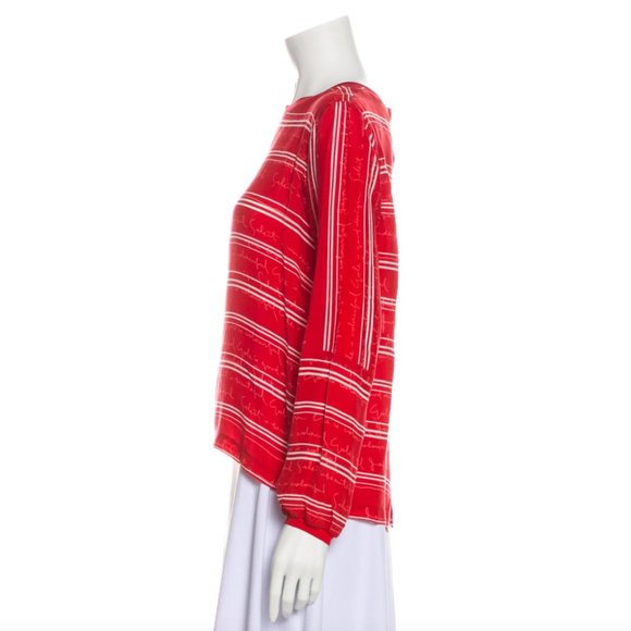 Maje Red Striped Button-Back Top - Picture 2 of 6